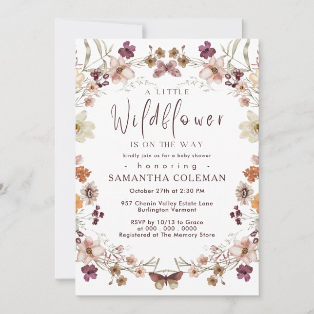 Boho Pastel Wildflower Theme Modern Baby Shower Invitation (Front)