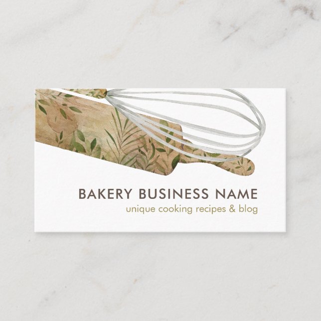 Boho Pastry Chef Catering Cake Maker Rolling Pin Business Card (Front)