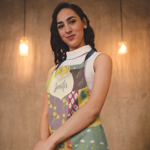 Boho Patchwork Quilt and Heart Shape Personalised Apron