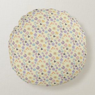 Boho pattern 02.w LYellow BG Round Cushion