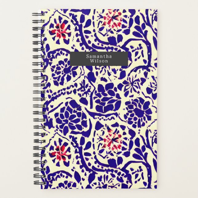 Boho Pattern Blue and Red  Planner (Front)