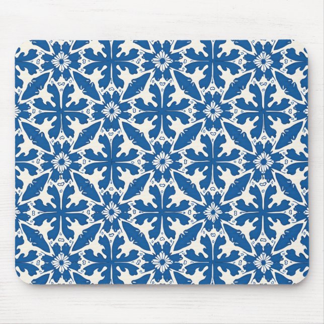 Boho Pattern in Blue – Elegant & Bold Mouse Mat (Front)