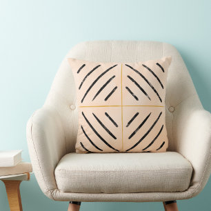 Boho pattern neatral black and creme feminine cushion