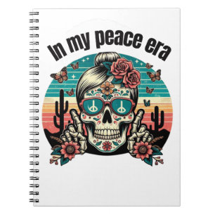 Boho Peace Era Skull – Retro Desert Floral Design" Notebook