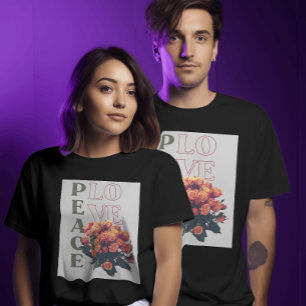 Boho Peace & Love Floral - Retro 70s Groovy T-Shirt