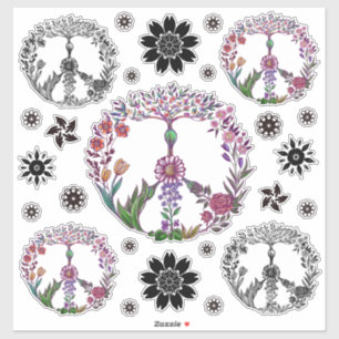 Boho Peace Sign Elegant Girly Cute Pretty Floral