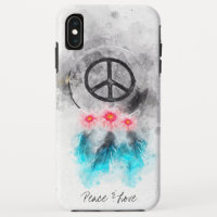 *~* Boho Peace Sign Feathers Flowers GrungeTribal