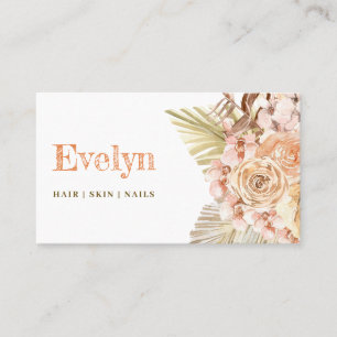 Boho peach and olive green business card