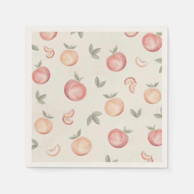 boho peach birthday or baby shower napkin (Front)