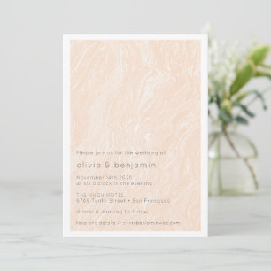 Boho Peach Blush Marble Modern Wedding  Invitation