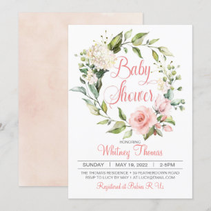 Boho Peach Floral Baby Shower Invitation