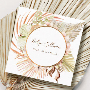 Boho peach green bouquet business card