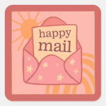 Boho peach happy mail small business sticker