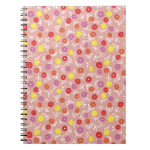 Boho Peach Pastel Floral Pattern Notebook