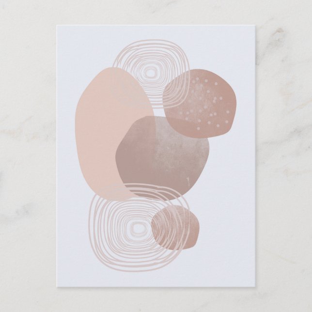 Boho Peach Pink Organic Shapes Art Post Card (Front)