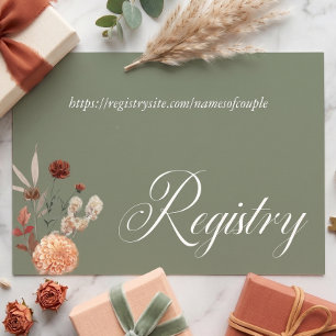 Boho Peach & Rust Floral Sage Green Bridal Shower Enclosure Card