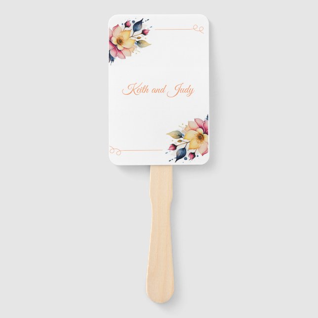 Boho Peachy Floral Hand Fan (Front)