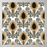Boho Peacock Feather Jewel Tone-Brown & Gold