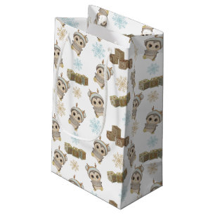 Boho Penguin And Snowflakes Baby Boy Small Gift Ba Bag