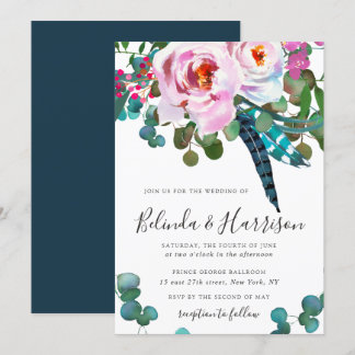 Boho Peonies Botanical Wedding Invitation