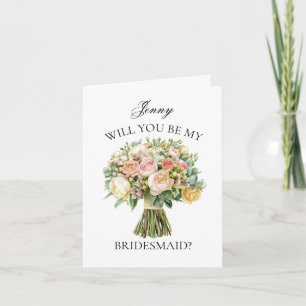 Boho Peonies Bouquet Bridesmaid Proposal Invitation