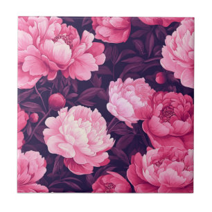 Boho Peonies Ceramic Tiles For Kitchen Walls