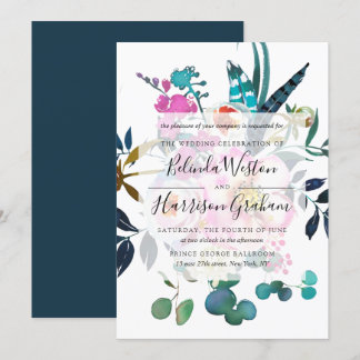 Boho Peonies Floral Wedding Invitation