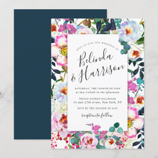 Boho Peonies Frame Wedding Invitation