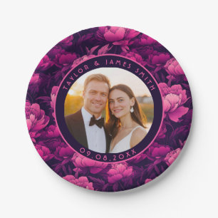 Boho Peonies Plates For Bridal Shower Party