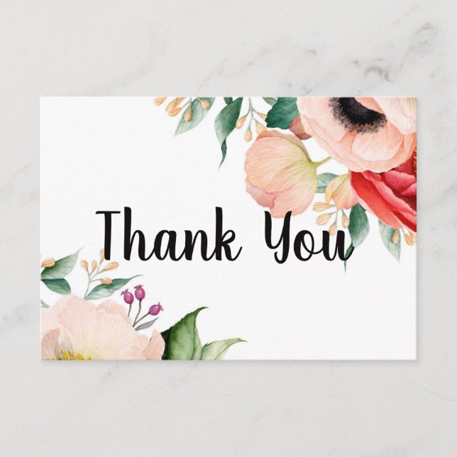 Boho Peony Baby Shower Thank you Card (Front)