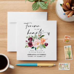 Boho Peony Floral Seed Packet Memorial Funeral Envelope