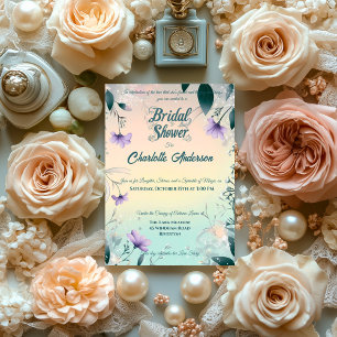 Boho Periwinkle and Silver Bridal Shower  Invitation