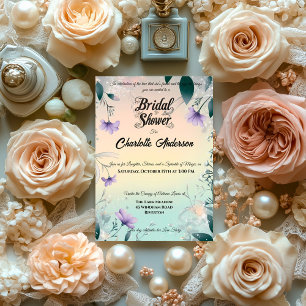 Boho Periwinkle and Silver Bridal Shower  Invitation