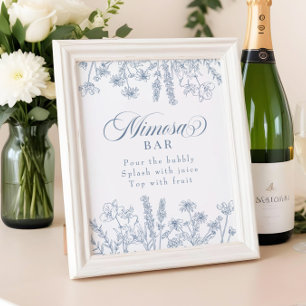 Boho Periwinkle Wildflower Mimosa Bar Sign