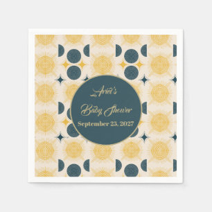 Boho Personalised Sun Moon Stars Blue Yellow Napkin