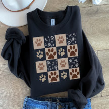 Boho Pet Paw Chequered Pattern 