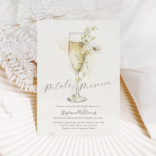 Boho Petals and Prosecco Bridal Shower Invitation