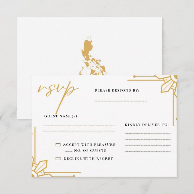Boho Philippines Sun Wedding RSVP Card Filipino (Front/Back)