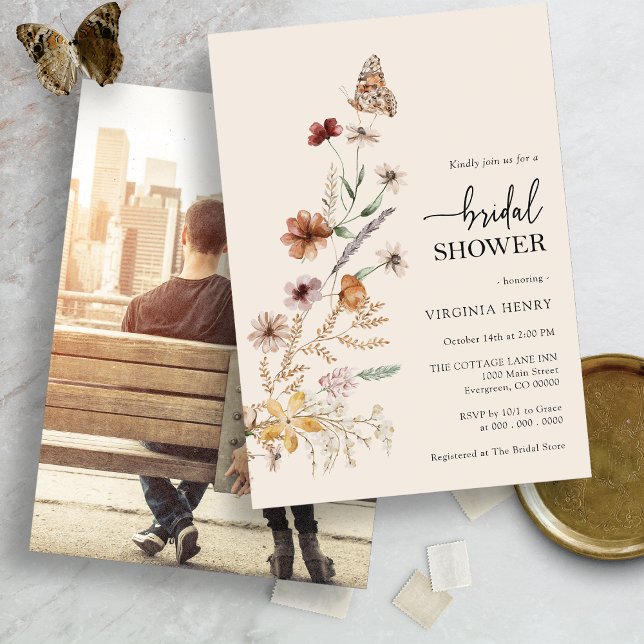 Boho Photo Bridal Shower Invitation (Boho Wildflower Photo Bridal Shower Invitation by Painted Paperie
)