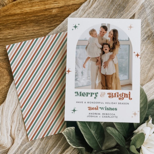 Boho Photo Christmas Card Merry & Bright Holiday (Creator Uploaded)