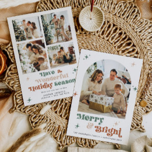 Boho Photo Holiday Card Retro Christmas Card Arch