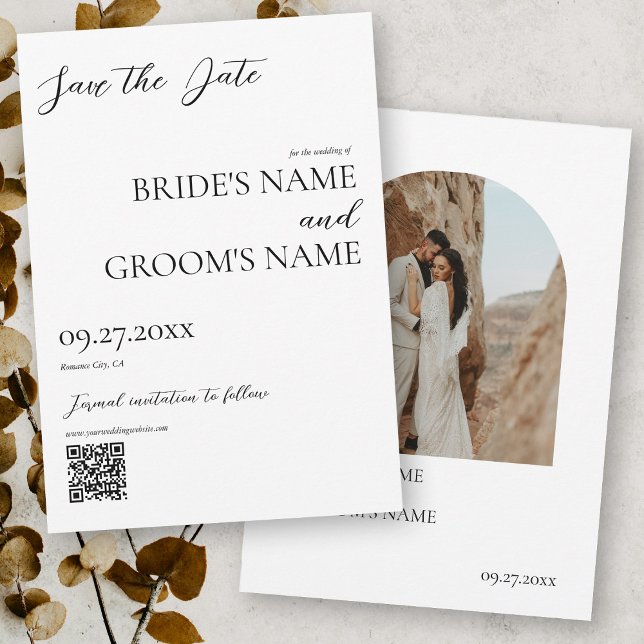 Boho Photo Minimalist Modern Simple Wedding Save The Date (Boho Photo Minimalist Modern Simple Wedding Save The Date)