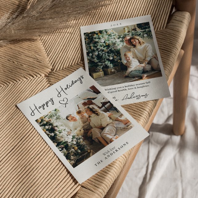 Boho Photo Modern Printable Happy Christmas  Holiday Card (Creator Uploaded)