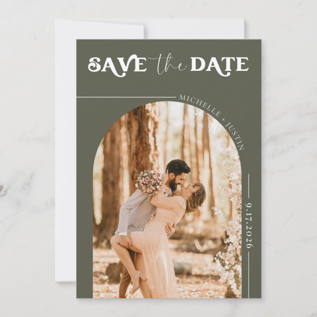 Boho Photo | Modern Save the Date  Invitation (Front)