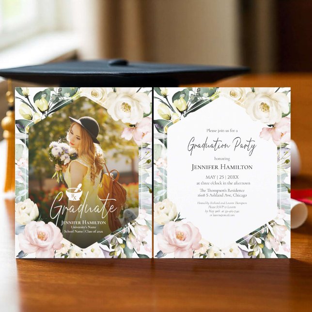 Boho Photo Pharmacy School Graduation Party Invite (Creator Uploaded)