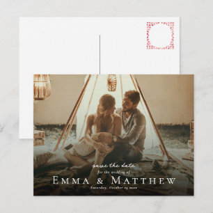 Boho Photo Save The Date Moroccan Red Tiles Postcard