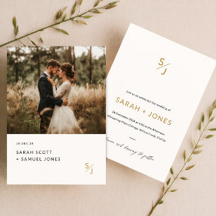 Boho Photo Wedding Invite Chic Modern Minimalist