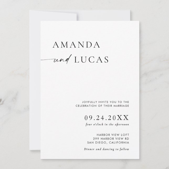 Boho Photo Wedding Invite | German Minimalist (Back)
