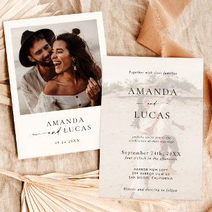 Boho Photo Wedding Invite Modern Minimalist