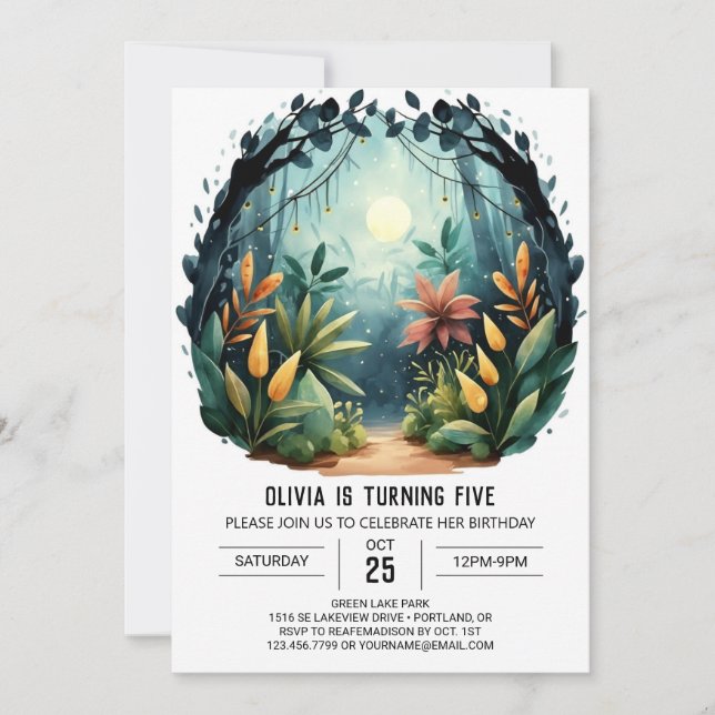 Boho Pine Adventure Woodland Birthday Invitation (Front)